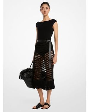 Michael Kors Mkfalda De Cachemir Tejida A Mano Con Flecos - Negro