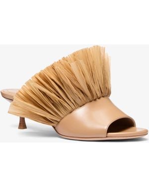 Michael Kors Michael Kors Catarina Leather And Fringe Mule - Natural