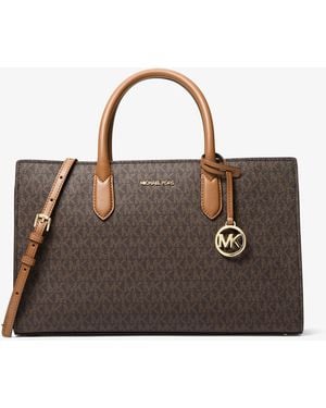 MICHAEL Michael Kors Scarlett Medium Signature Logo Satchel - Brown