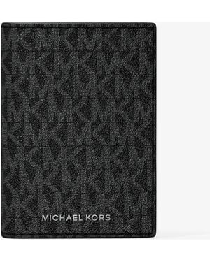 Michael Kors Hudson Signature Logo Folio Card Case - Black