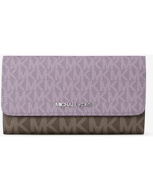 Michael Kors Jet Set Travel Signature Logo Tri-Fold Wallet - Purple