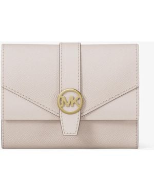 Michael Kors Greenwich Medium Saffiano Leather Trifold Wallet - Natural