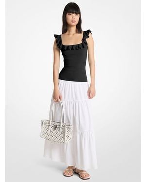 MICHAEL Michael Kors Mk Ruffled Stretch Viscose Vest - White