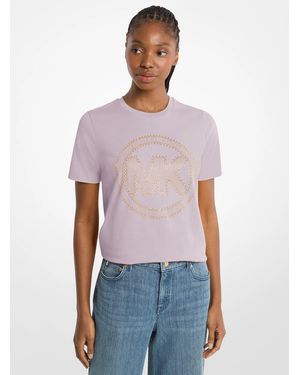 Michael Kors Studded Logo Charm Organic Cotton Jersey T-Shirt - Purple