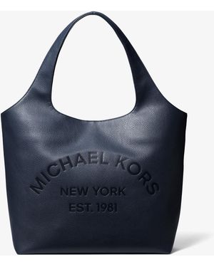 Michael Kors Cooper Small Logo Embossed Tote Bag - Blue
