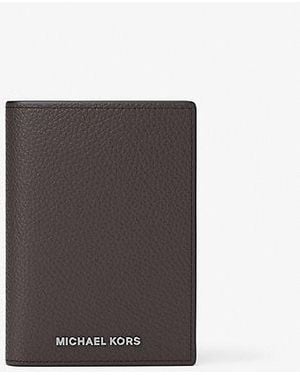 Michael Kors Hudson Pebbled Leather Folio Card Case - Gray