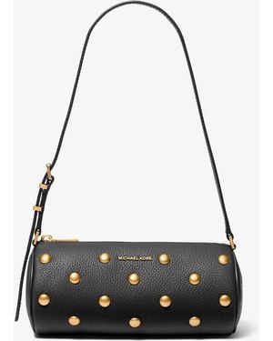 MICHAEL Michael Kors Mk Izzy Small Studded Pebbled Leather Barrel Pochette - Black