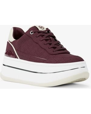 MICHAEL Michael Kors Mk Hayes Crocodile Embossed Suede Platform Trainers - Purple
