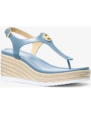 MICHAEL Michael Kors Mk Val Leather Thong Wedge Sandal - Blue