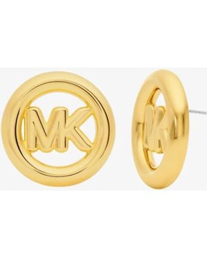 Michael Kors Large Logo Charm Stud Earrings - Metallic
