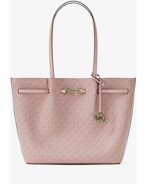 Michael Kors Outlet Mk Carson Large Signature Logo Tote Bag - Pink