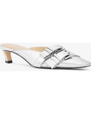 MICHAEL Michael Kors Mk Darrington Crackled Metallic Leather Mule - White
