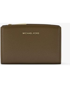 Michael Kors Mk Bryant Medium Pebbled Leather Wallet - Green