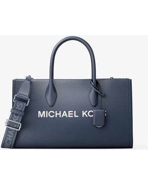 Michael Kors Mirella Medium Pebbled Leather Satchel - Blue
