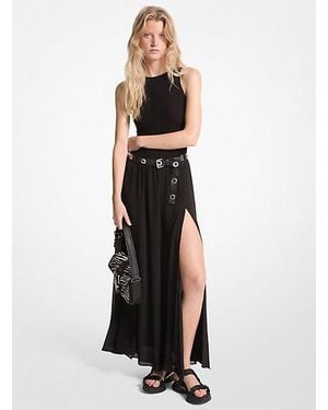 Michael Kors Mk Smocked Georgette Maxi Dress - White