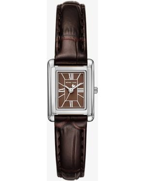 Michael Kors Petite Essex-Tone And Crocodile Embossed Leather Strap Watch - White