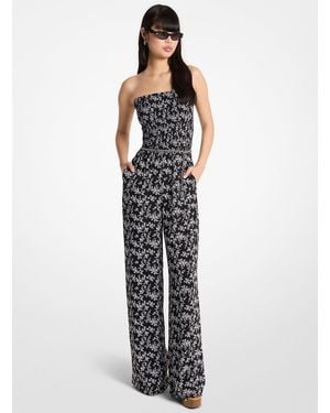 MICHAEL Michael Kors Mkmono Fruncido De Georgette Con Estampado Floral Y Cinturón - Blanco