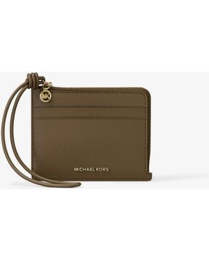 MICHAEL Michael Kors Mk Jet Set Small Pebbled Leather Card Case Wristlet - Green