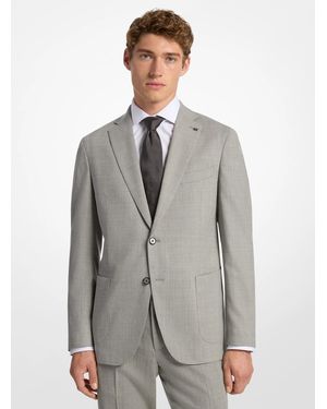 Michael Kors Mk Slim-Fit Wool Blend Flannel Blazer - Grey