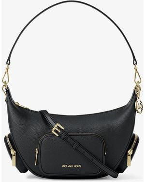 Michael Kors Outlet Mk Merritt Medium Pebbled Leather Convertible Shoulder Bag - Black
