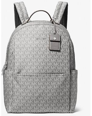 Michael Kors Sable Large Printed Signature Logo Backpack - Grey