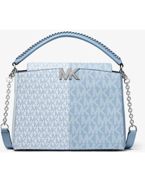 Michael Kors Borsa a mano Karlie media bicolore con logo - Blu