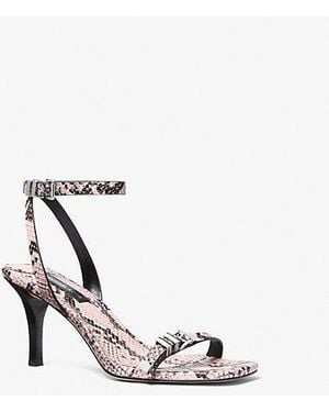 Michael Kors Mk Darrington Snake Embossed Leather Sandal - White