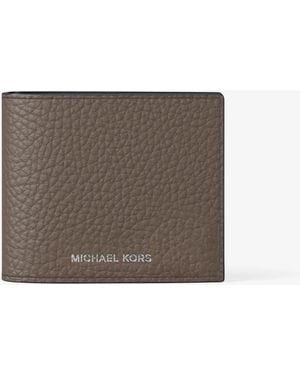 Michael Kors Outlet Mk Cooper Pebbled Leather Billfold Wallet With Coin Pouch - Grey