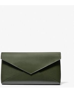 Michael Kors Jeanne Medium Leather Envelope Clutch - Green