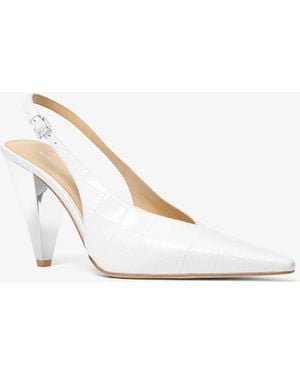 MICHAEL Michael Kors Mk Electra Crocodile Embossed Leather Slingback Pump - White
