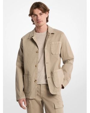 Michael Kors Mk Stretch Cotton Twill Chore Jacket - Natural