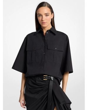 Michael Kors Michael Kors Washed Cotton Poplin Safari Shirt - Black