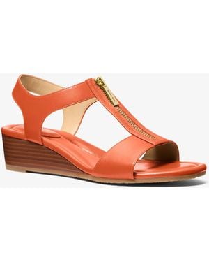 MICHAEL Michael Kors Mk Berkley Leather Wedge Sandal - Red