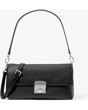 MICHAEL Michael Kors Mk Addie Medium Leather Convertible Shoulder Bag - Black