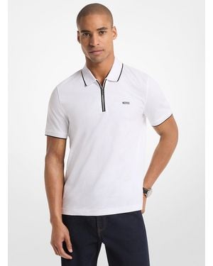 Michael Kors Outlet Mkpolo De Punto Liso De Algodón Con Cremallera - Blanco