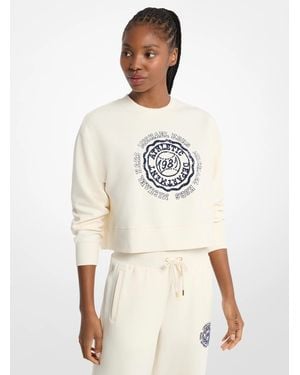 Michael Kors Graphic Logo Cotton Blend Cropped Sweatshirt - White