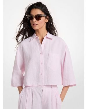 MICHAEL Michael Kors Mk Linen Cropped Shirt - Pink
