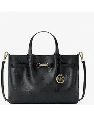 Michael Kors Carson Medium Logo Debossed Satchel - Black