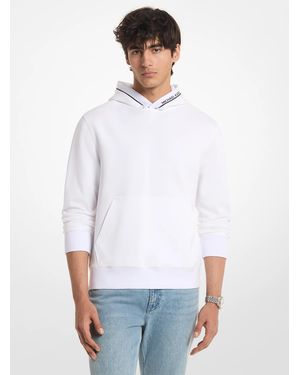 Michael Kors Mk Logo Trim Cotton Blend Hoodie - White