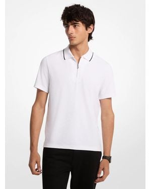 Michael Kors Mk Logo Jacquard Zip-Up Polo Shirt - White