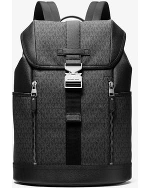 Michael Kors Mk Hudson Signature Logo Aviator Backpack - Black