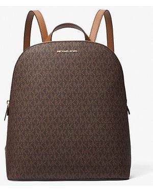 Michael Kors Cindy Large Signature Logo Backpack - Brown