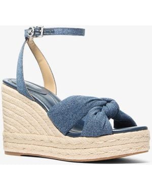 Michael Kors Elena Denim Wedge Sandal - Blue