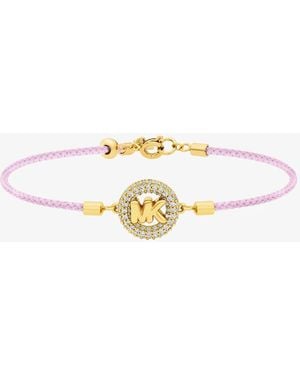 Michael Kors Pavé-Tone Logo Corded Bracelet - White