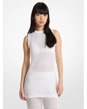 MICHAEL Michael Kors Mk Open Knit Stretch Cotton Tank Dress - White
