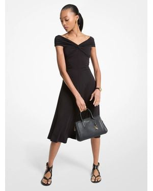 MICHAEL Michael Kors Mk Stretch Viscose Off-The-Shoulder Midi Dress - Black