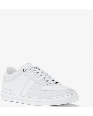 Michael Kors Brady Signature Logo And Leather Sneaker - White