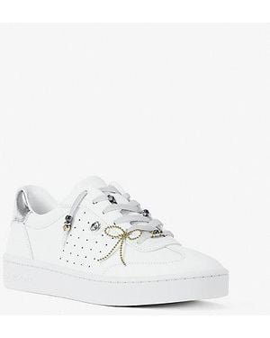 Michael Kors Scotty Embellished Leather Sneaker - White