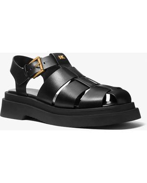 MICHAEL Michael Kors Mk Indy Fisherman Leather Sandal - Black