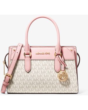 Michael Kors Bolso satchel Mirren pequeño de piel con logotipo - Rosa